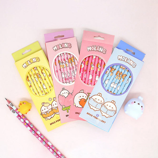 [HAYANORI] Molang 8-Piece Pencil Set - Soft #B Pencil Lead