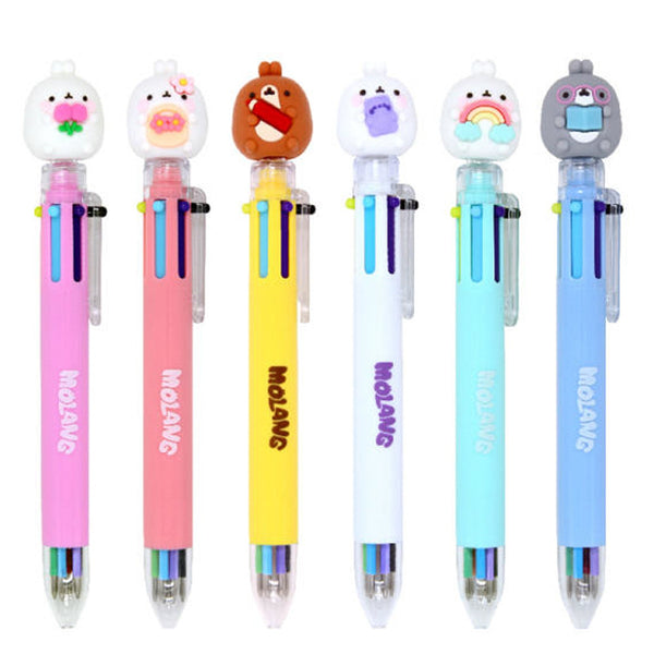 [HAYANORI] Molang Figure 6-Colors Ballpoint Pen (0.7mm) - 2pcs Set