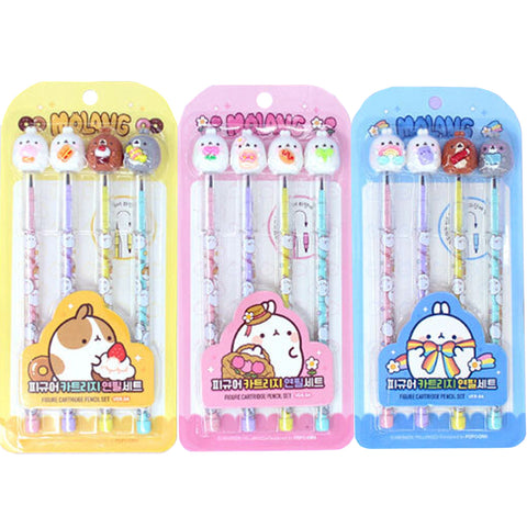 [HAYANORI] Molang Figure Cartridge Pencil 4pcs Set