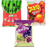 [ORION] Korean Favorite Fruit Flavor Soft Candy 3 Pack (Plum + Watermelon + My Gummy Grape)